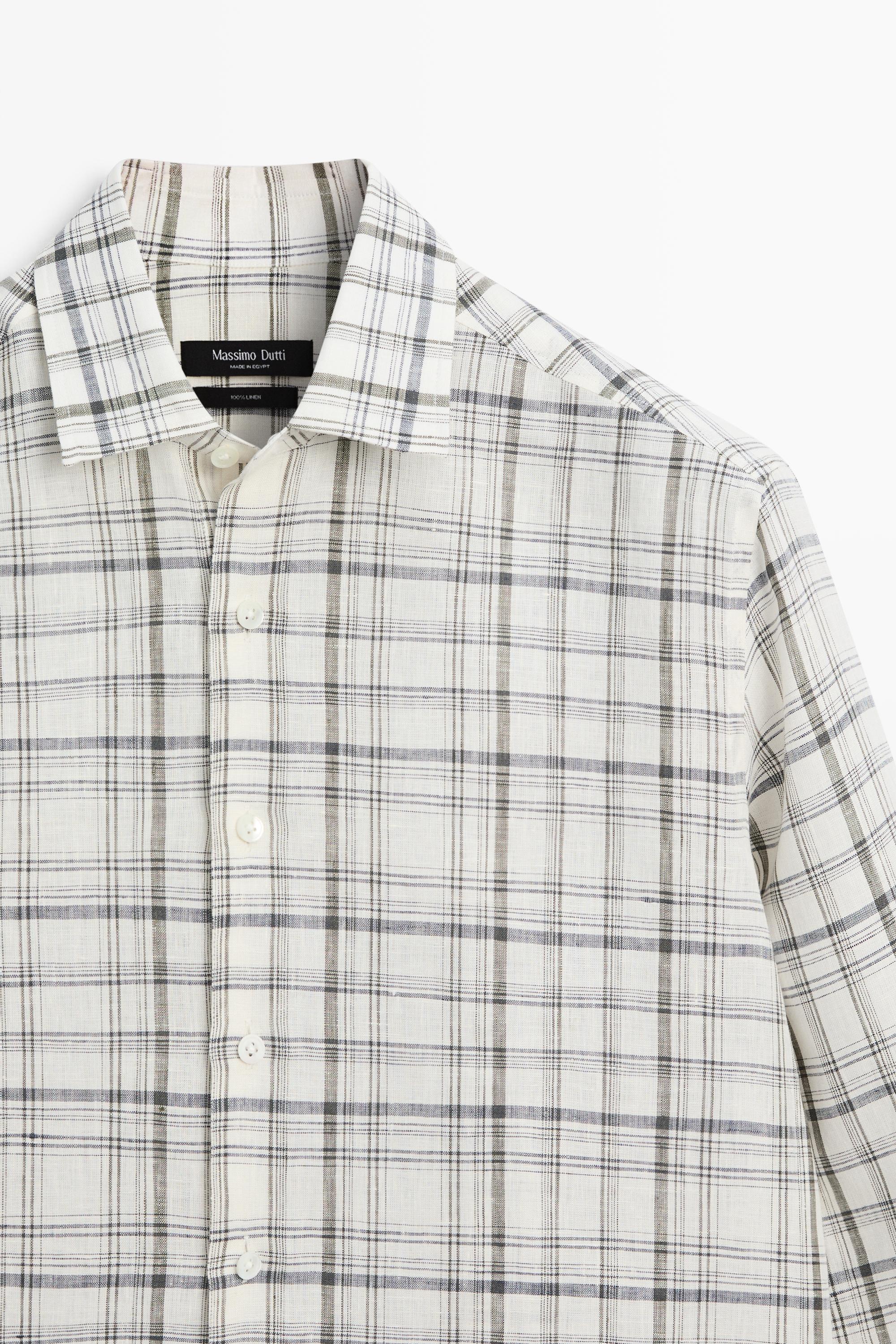 Chemise à carreaux 100 % lin